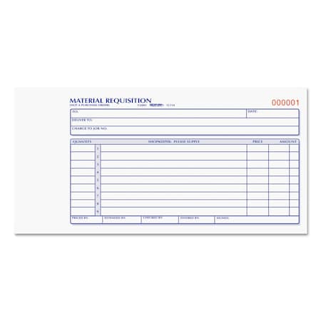 Rediform Material Requisition Book, Two-Part Carbonless, 7.88 x 4.25, 1/Page, 50 Forms 1L114
